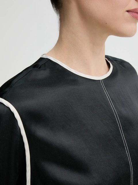 Day Birger et Mikkelsen bluzka z domieszką lnu Baryl damska kolor czarny gładka DAY65243652