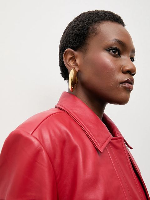 Bonded by Answear.LAB & LOBOS płaszcz skórzany kolor czerwony