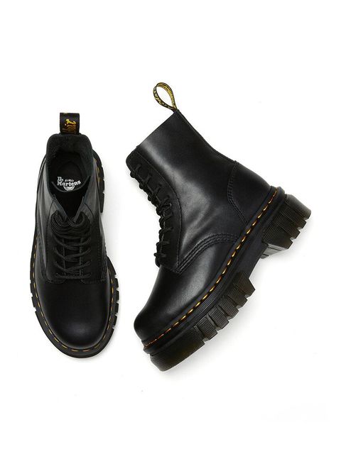 Dr. Martens Workery Audrick 8-Eye Boot damskie kolor czarny na płaskim obcasie DM27149001