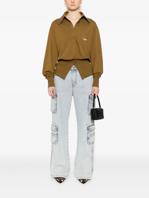 The Attico logo-embroidered shirt - Brown