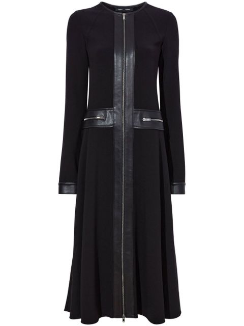 Proenza Schouler faux-leather trim long-sleeved midi dress - Black - zdjęcie produktu nr 1