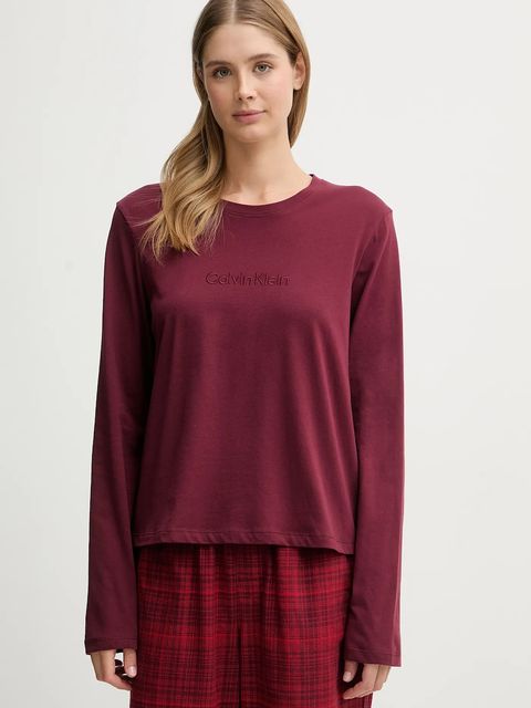 Calvin Klein Underwear piżama bawełniana damska kolor bordowy bawełniana LV00QS7579
