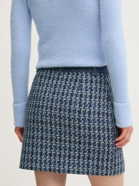 Morgan spódnica z domieszką wełny JIKI kolor niebieski mini ołówkowa JIKI