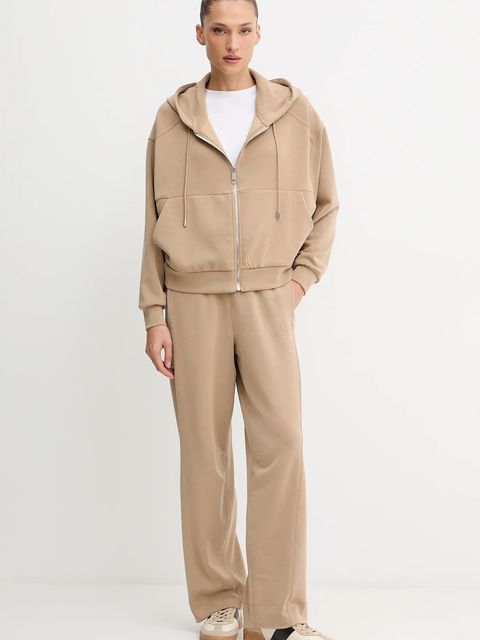 BOSS Orange bluza damska kolor beżowy z kapturem gładka 50547813 - zdjęcie produktu nr 2