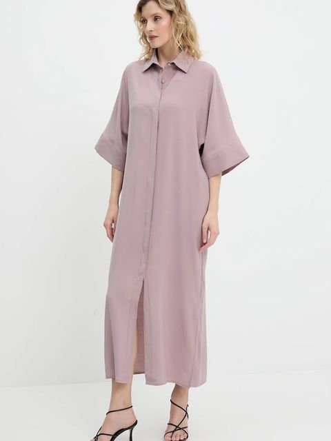 Answear.LAB sukienka kolor różowy midi oversize