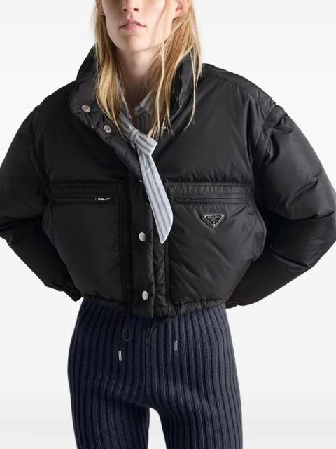 Prada ring-collar cropped down jacket - Black
