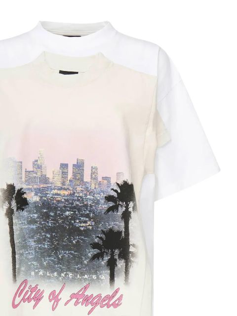 Balenciaga city-print panelled t-shirt - White