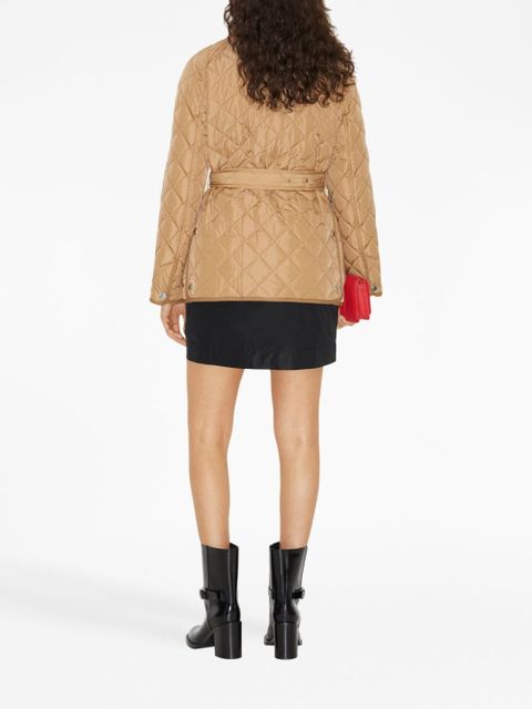 Burberry diamond-quilted belted jacket - Neutrals