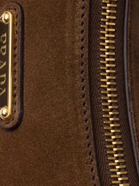 Prada mini Arqué suede shoulder bag - Brown