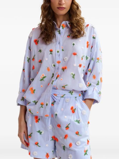 Essentiel Antwerp flower-embroidered shirt - Blue