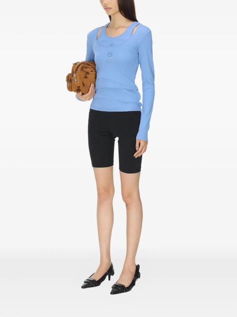 Marine Serre moon-logo round-neck top - Blue