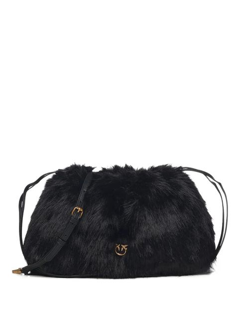 PINKO faux-fur logo-plaque clutch bag - Black - zdjęcie produktu nr 1