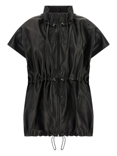 Magda Butrym ruffled high-neck leather jacket - Black - zdjęcie produktu nr 1