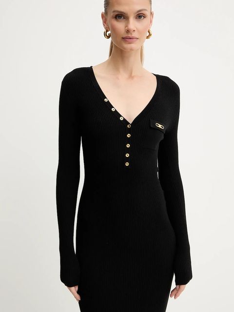 Elisabetta Franchi sukienka z dodatkiem jedwabiu kolor czarny mini dopasowana AM10B56E2