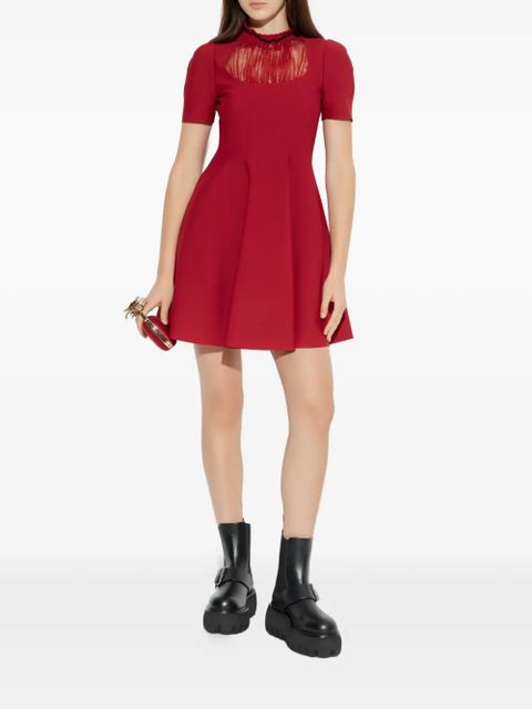 Alexander McQueen ruffled-neck mini dress - Red - zdjęcie produktu nr 2