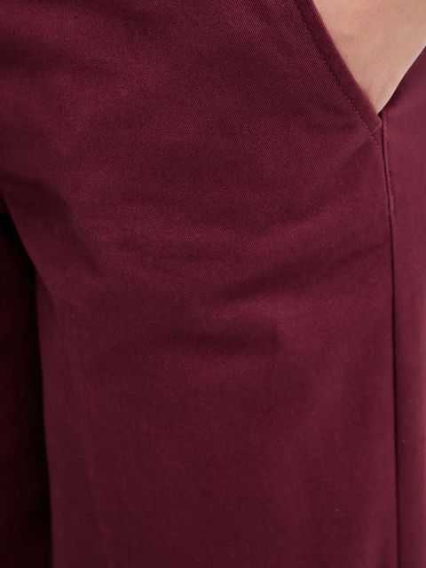 Sisley spodnie damskie kolor bordowy szerokie high waist 4AI6LE03G