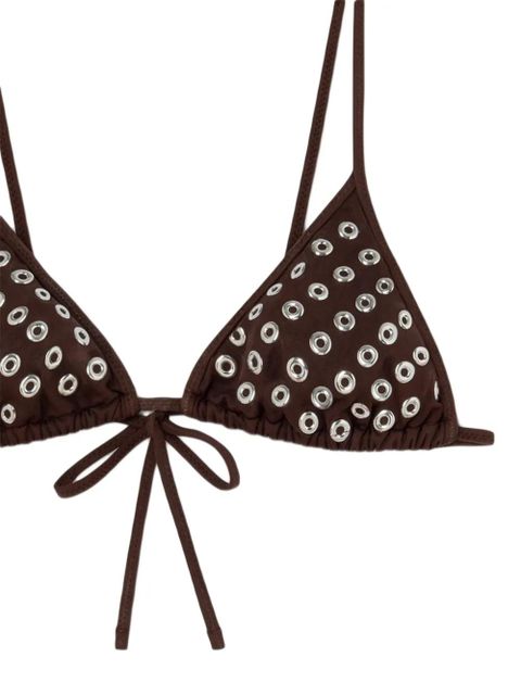 Gimaguas Emily eyelet triangle bikini top - Brown - zdjęcie produktu nr 2