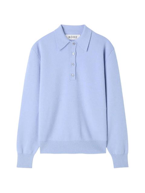Róhe polo-collar knitted sweater - Blue - zdjęcie produktu nr 1