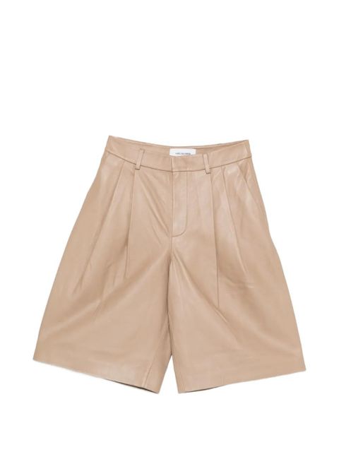 Yves Salomon pleated leather shorts - Neutrals - zdjęcie produktu nr 1