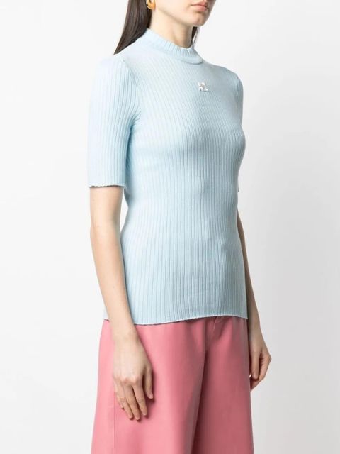 Courrèges logo-embroidered ribbed sweater - Blue - zdjęcie produktu nr 2