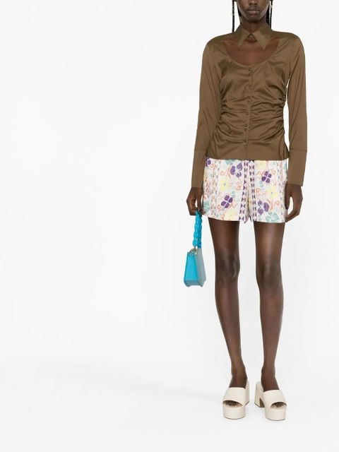 GANNI cut-out longsleeved shirt - Brown