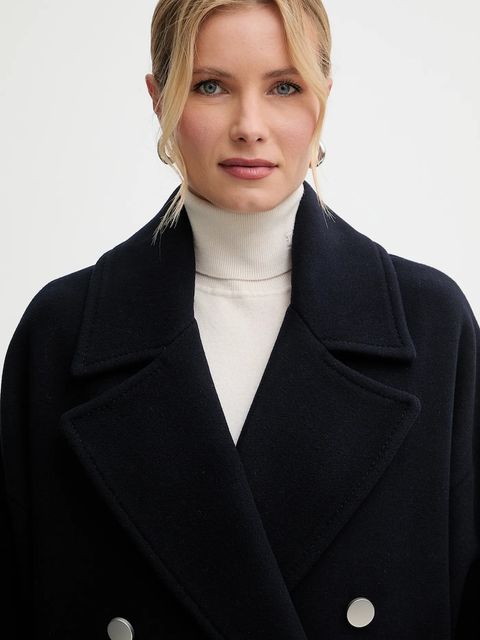 MAX&Co. płaszcz z dodatkiem wełny kolor granatowy 2526086114200