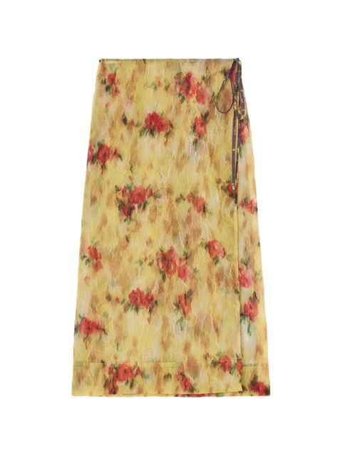 GANNI floral tie midi skirt - Yellow - zdjęcie produktu nr 1
