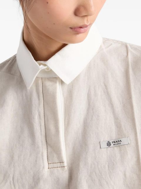 Prada chambray and jersey polo shirt - Neutrals