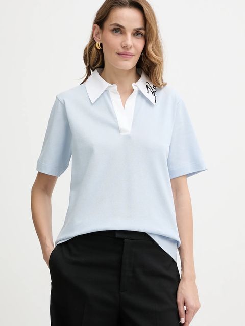 Karl Lagerfeld t-shirt bawełniany damski kolor niebieski A3W17113 - zdjęcie produktu nr 1