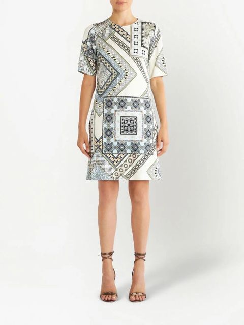 ETRO patchwork-print shift dress - White