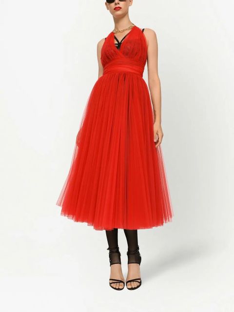 Dolce & Gabbana tulle halterneck midi dress - Red - zdjęcie produktu nr 2