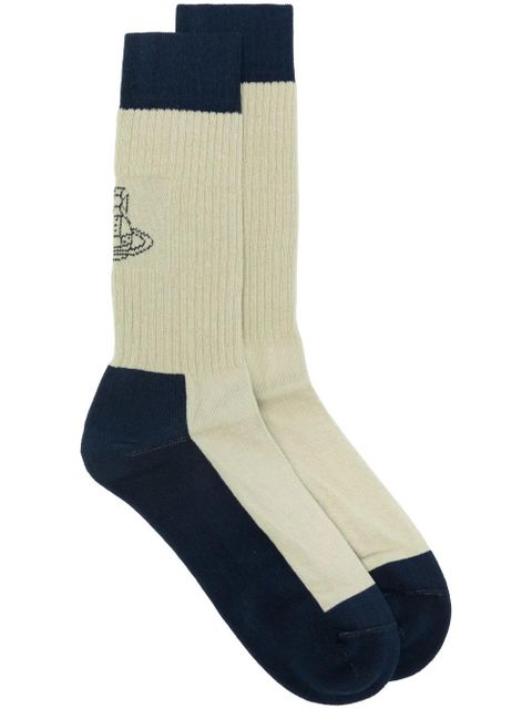 Vivienne Westwood Orb-embroidery ribbed socks - Blue - zdjęcie produktu nr 1