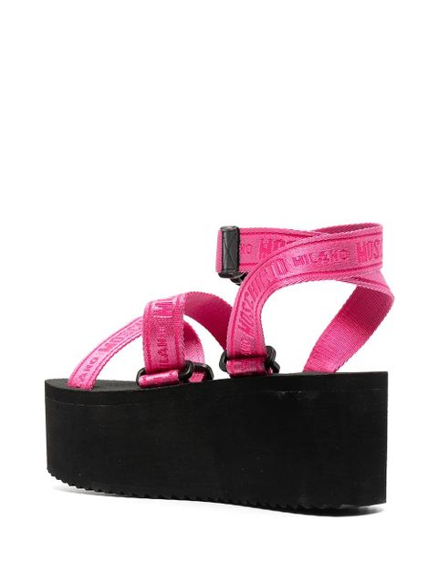 Moschino logo-strap flatform sandals - Pink