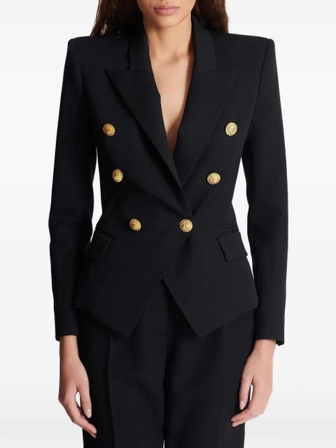 Balmain double-breasted wool blazer - Black