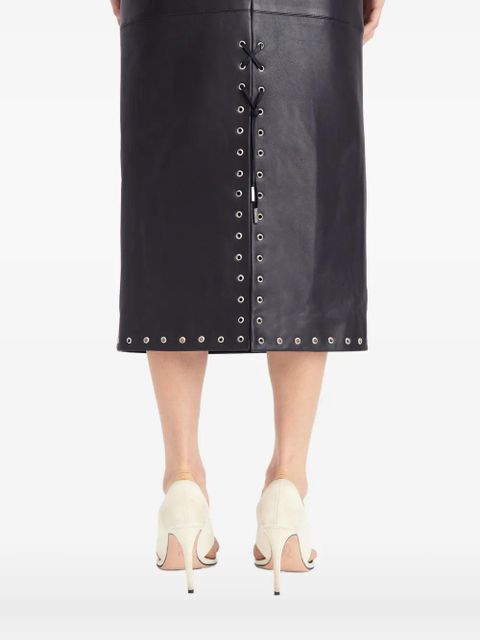 16Arlington Lola eyelet leather midi skirt - Brown