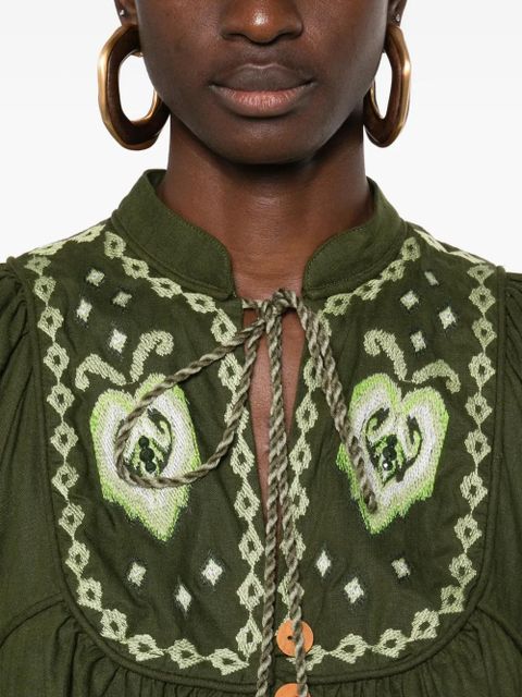FARM Rio embroidered tassel shirt - Green