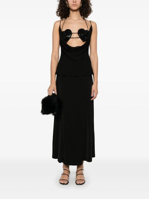 Blumarine rhinestone-embellished georgette top - Black