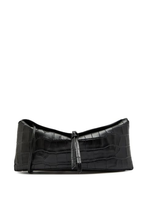 STAUD Eve crocodile-effect leather clutch - Black - zdjęcie produktu nr 1