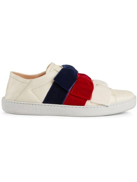 Gucci Ace sneaker with velvet bows - White - zdjęcie produktu nr 1