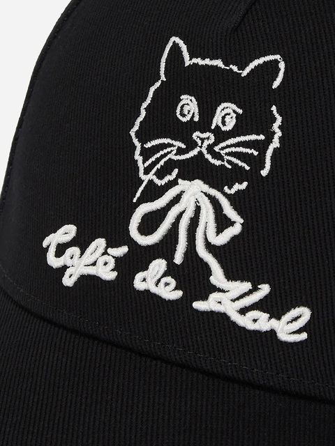 Karl Lagerfeld czapka z daszkiem bawełniana kolor czarny z aplikacją A2W33047 - zdjęcie produktu nr 2