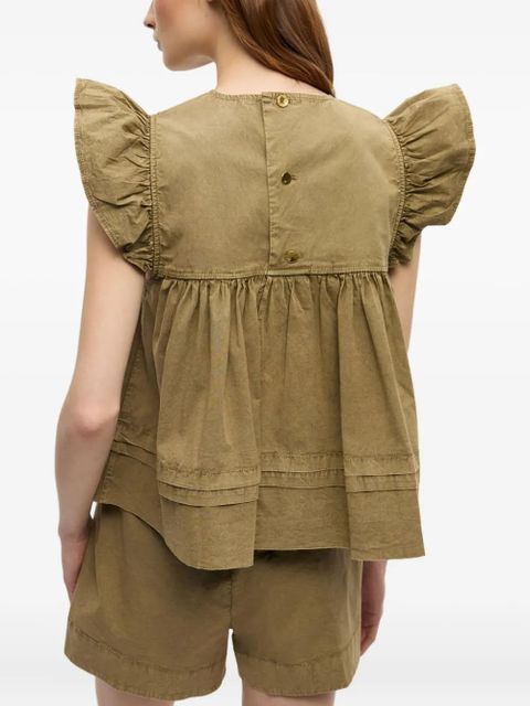 GANNI ruffled flared top - Green