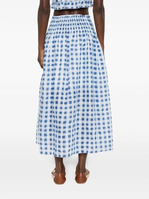SANDRO check-pattern A-line midi skirt - White