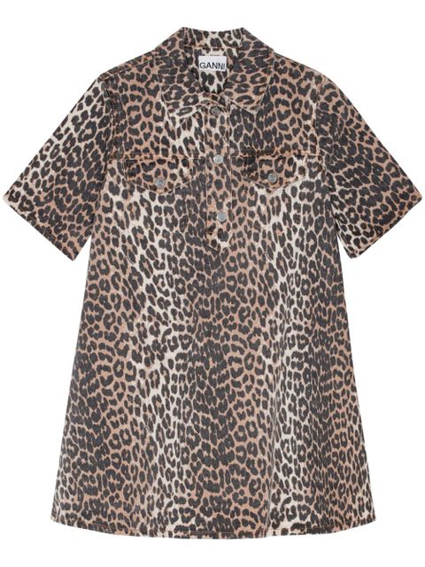 GANNI animal-print denim mini skirt - Brown - zdjęcie produktu nr 1