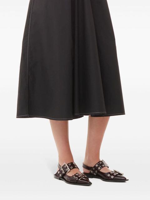 GANNI double-buckled faux-leather ballerina shoes - Red