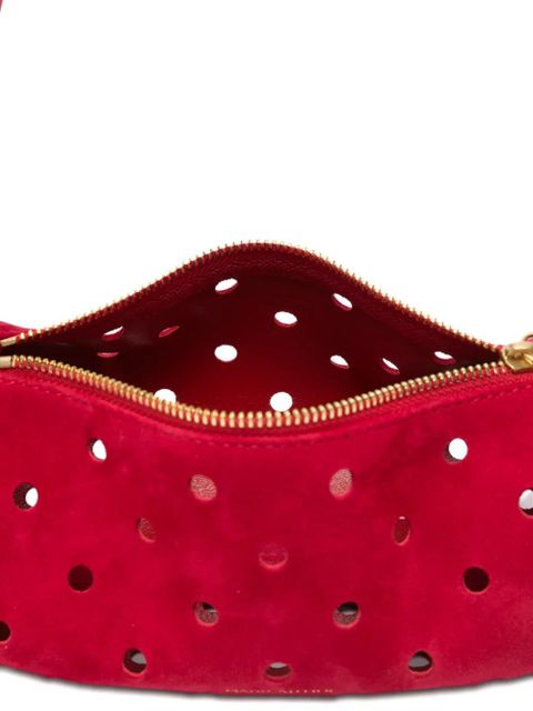 Manu Atelier mini Cylinder Perforated shoulder bag - Red