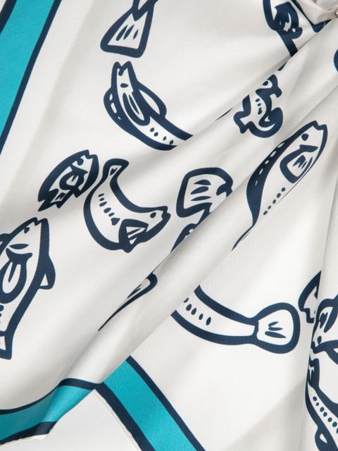 Jacquemus Fish print silk bandana - White