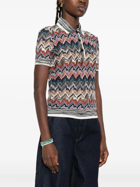 Missoni zigzag-knit polo shirt - Brown