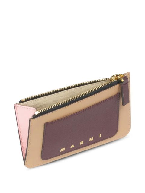 Marni saffiano zip cardholder - Neutrals