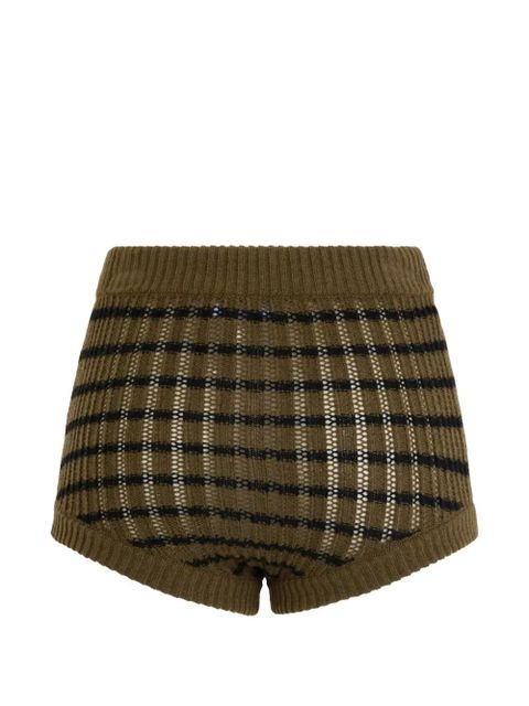 Valentino Garavani checked knit mini shorts - Green - zdjęcie produktu nr 2