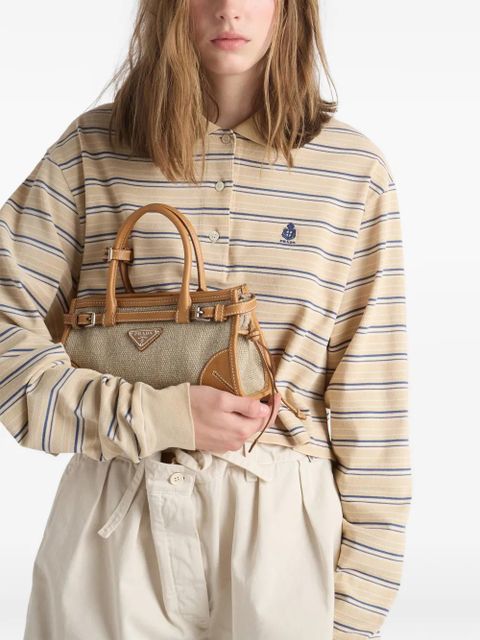 Prada Bonnie small linen and leather handbag - Neutrals - zdjęcie produktu nr 2